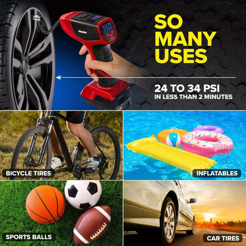 Portable Rechargeable Tire Inflator with Digital Pressure Gauge