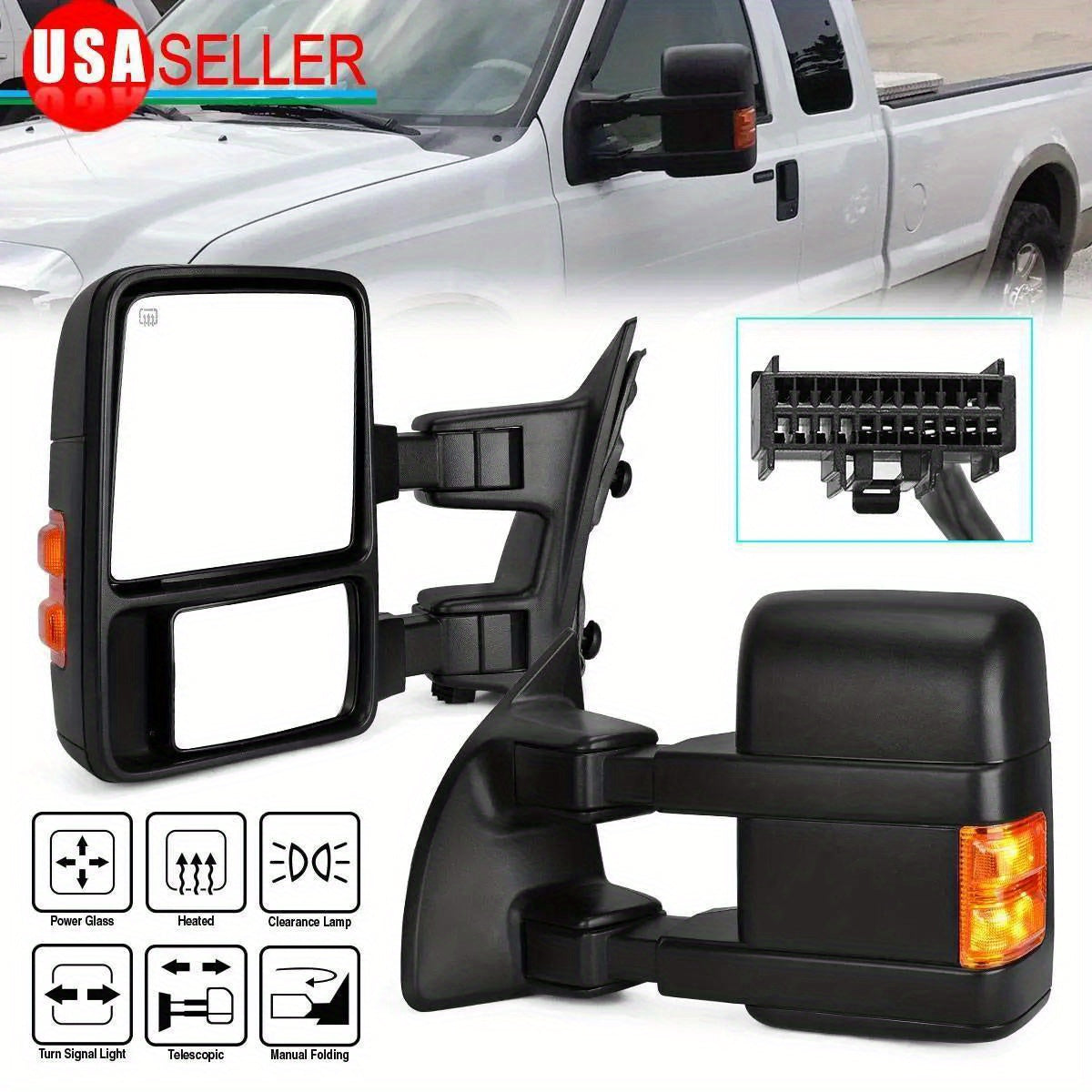 Driver Side Power Heated Tow Mirror for 2008-2016 Ford F250 F350 F450 Super Duty