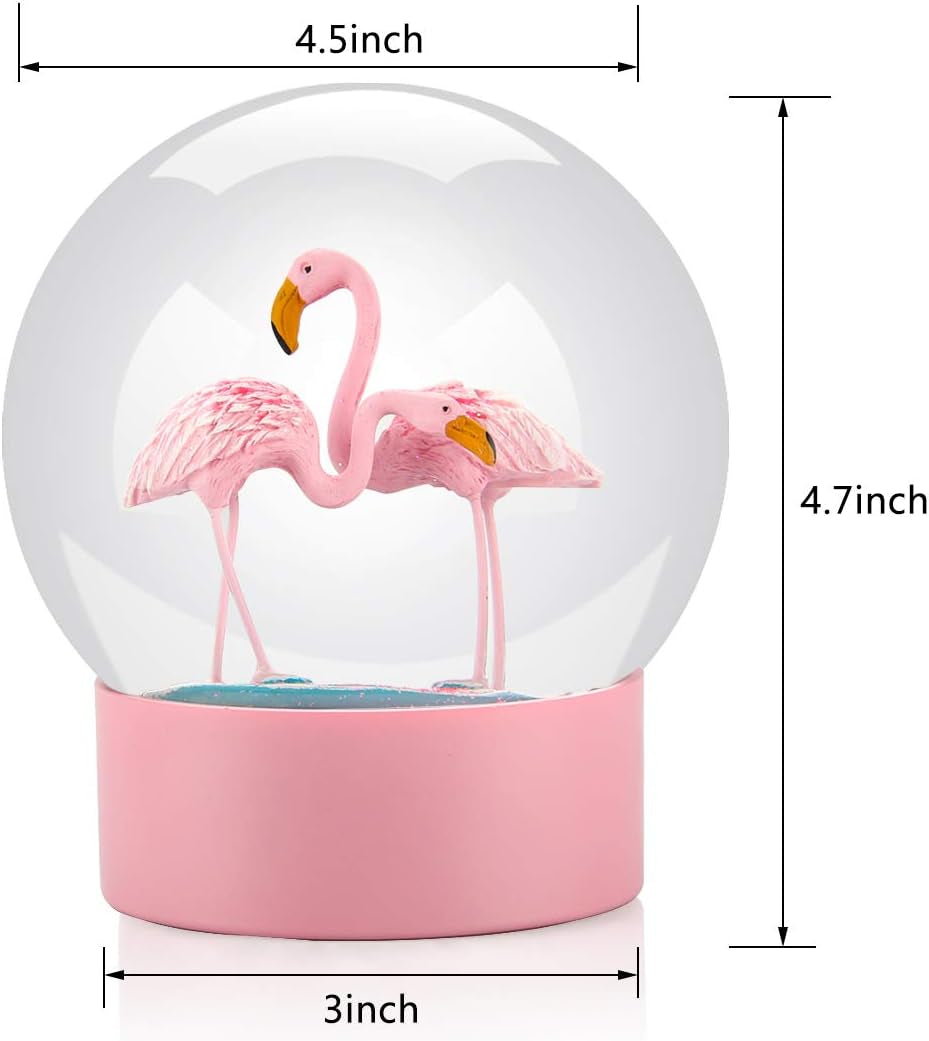 Snow Globe, Pink Flamingo Snow Globe Glitter Snow Globe for Kids, Christmas Snow Globe 100M Birthday Gift