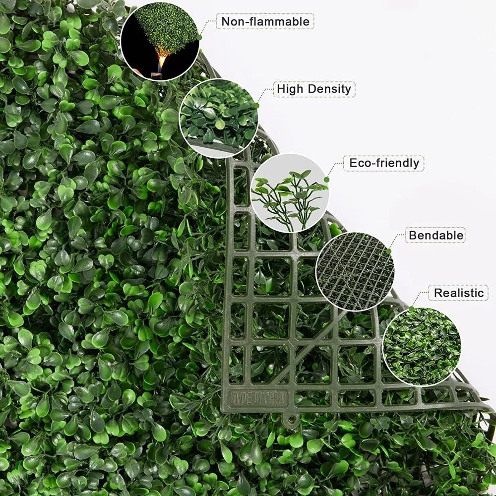 24Pcs 10x10'' Artificial Boxwood Hedge Panels - Privacy Fence & Wall Decor