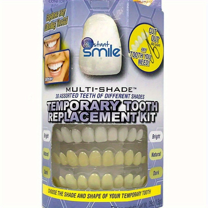 Instant Smile MULTISHADE – Patented Temporary Tooth Repair Kit with 3 Shades & 30 Customizable Teeth