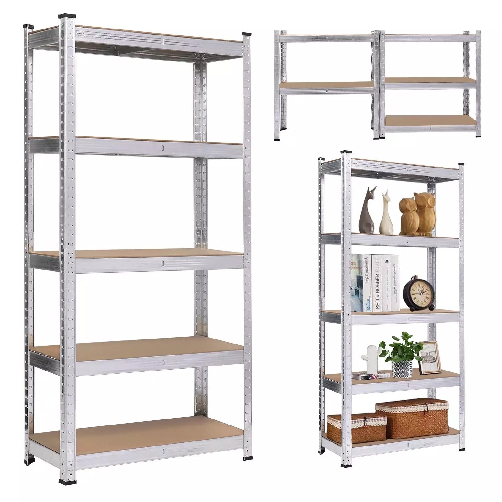2pcs 5-Tier Steel Garage Shelving Unit - Heavy-Duty Storage Organizer 150x75x30cm