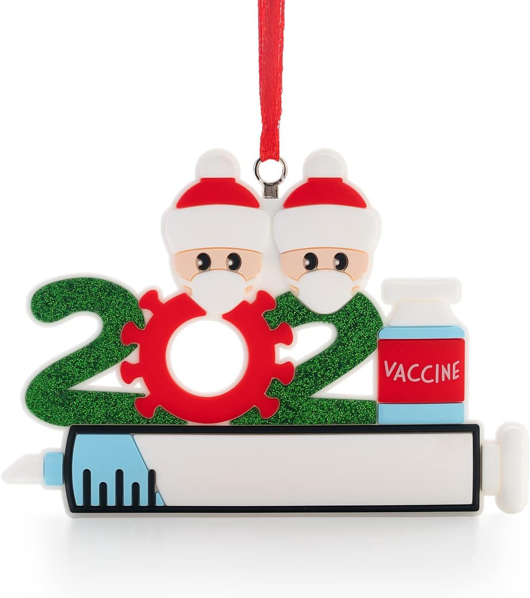 Personalized Christmas Ornaments 2021 Quarantine Survivor Family Ornament Hanging Christmas Decoration Kits Name Christmas Ornament (Family of 2).