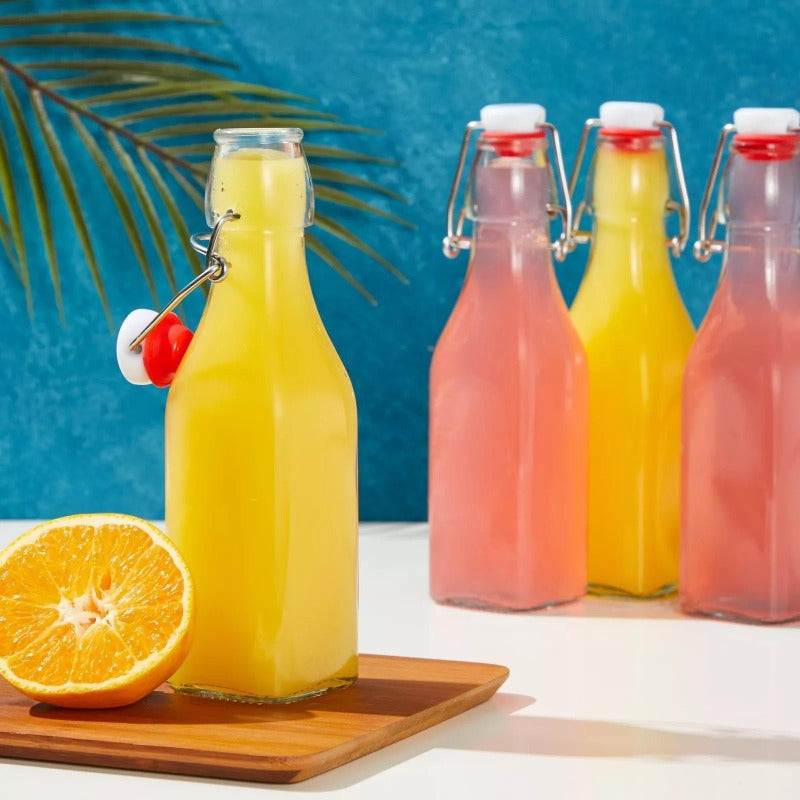 6 Pcs 8 oz Swing Top Glass Bottles with Cleaning Brush for Multi Purpose Use