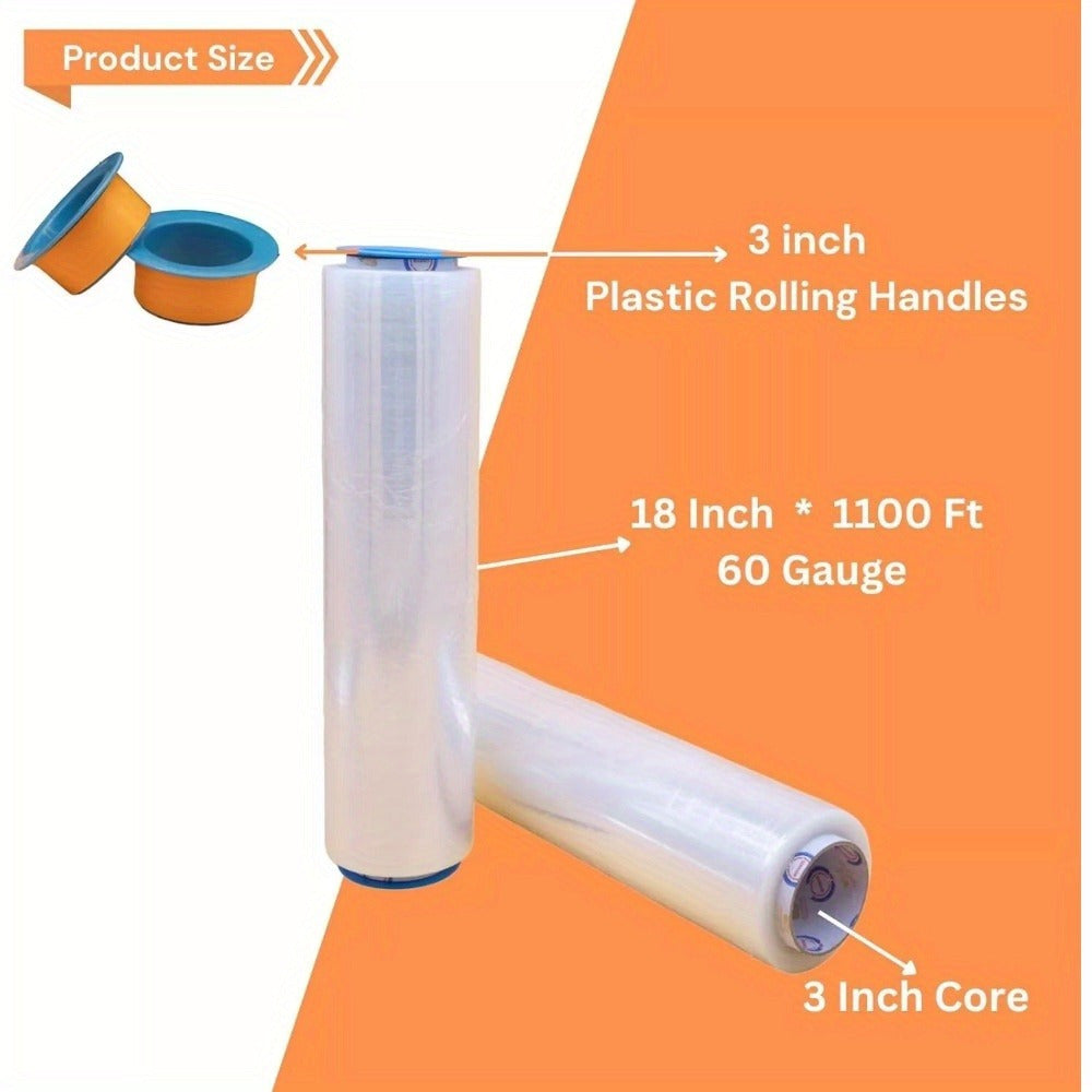 18" x 1100 FT 60 Gauge 4 Rolls Pallet Wrap Stretch Film Hand Shrink Wrap Clear