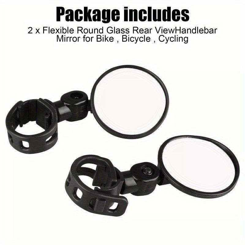 2Pcs Bike Mirror Rotaty Round MTB Road Handlebar Bicycle Rear View Glass Cycling Sporting Goods Bicycle Accessories Clamp