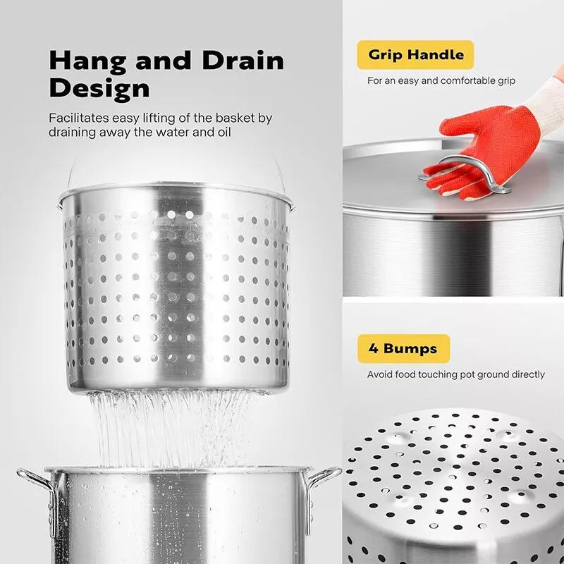 65QT Turkey Deep Fryer Kit Steamer Stock Pot Propane Outdoor Gas Fryer 110000BTU