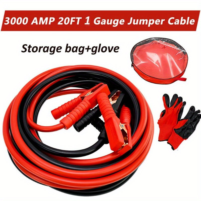 Auto Jumper Cables 1 Gauge 3000AMP 20Ft Automotive Booster Cables for Car Van
