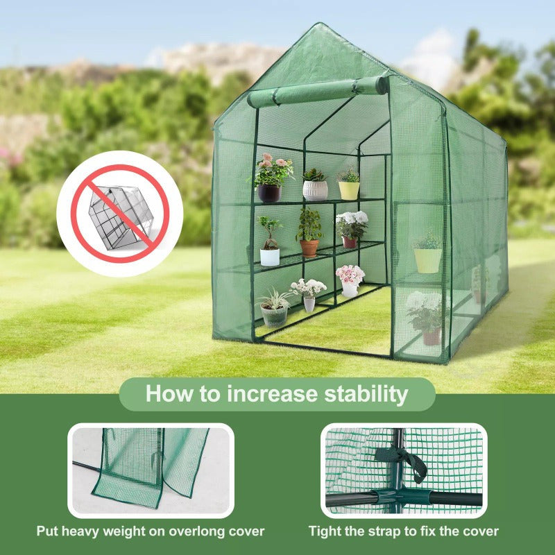 8 Shelves 3 Tiers Greenhouse Portable Mini Walk In Outdoor Mini Planter House