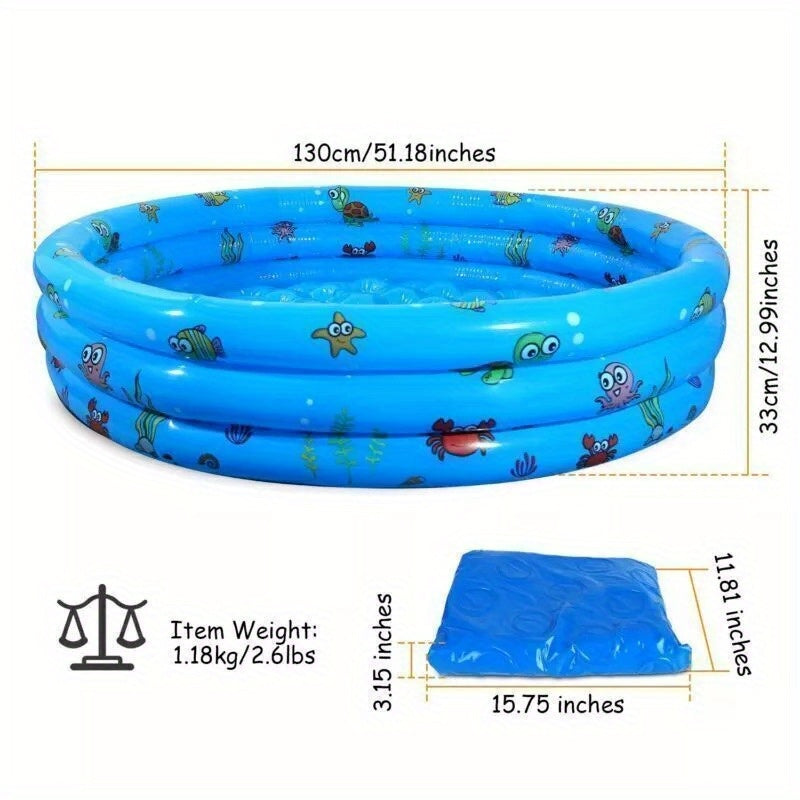 51x13 Inch Inflatable Swimming Pool | Blow-Up Family Pool for 3 Kids | Foldable Swim Ball Pool