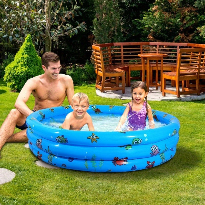 51x13 Inch Inflatable Swimming Pool | Blow-Up Family Pool for 3 Kids | Foldable Swim Ball Pool