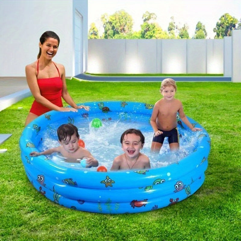 51x13 Inch Inflatable Swimming Pool | Blow-Up Family Pool for 3 Kids | Foldable Swim Ball Pool