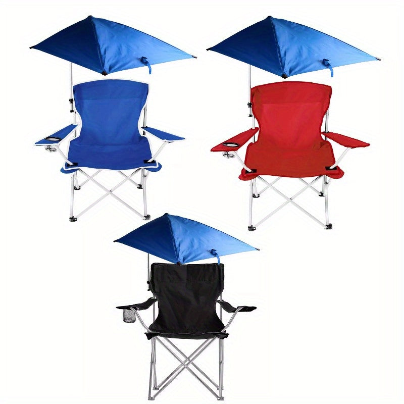 Foldable Camping Beach Chair Detachable Umbrella Adjustable Picnic Canopy Stool