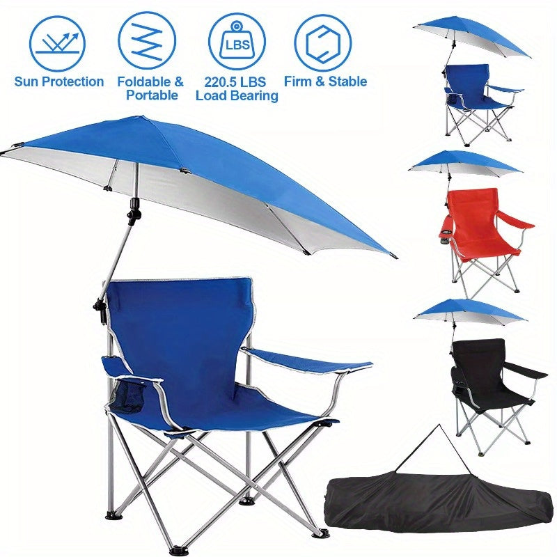 Foldable Camping Beach Chair Detachable Umbrella Adjustable Picnic Canopy Stool