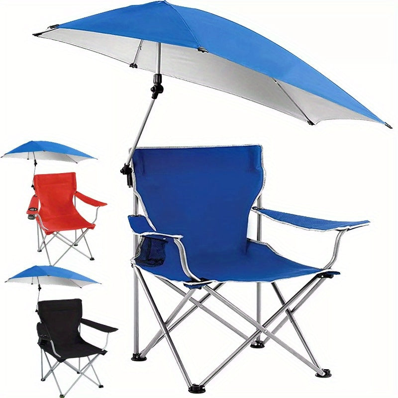 Foldable Camping Beach Chair Detachable Umbrella Adjustable Picnic Canopy Stool