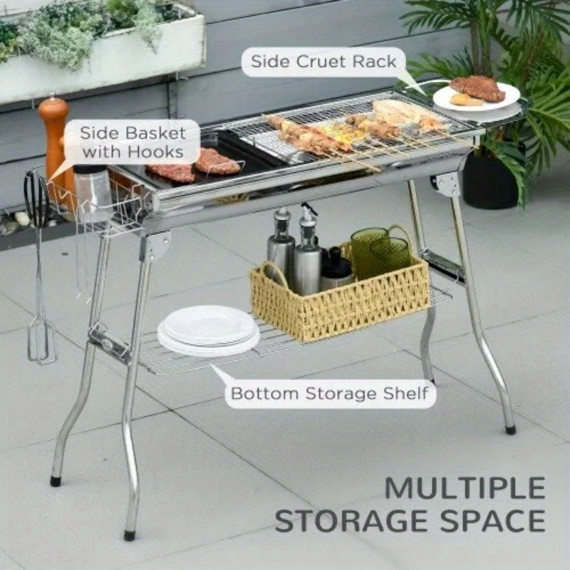 Special Offer: Foldable BBQ Grill Portable Charcoal Barbecue with Free 4-5 Person Camping Tent Waterproof & Foldable