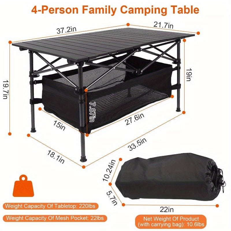 Bundle Deal: Portable Aluminum Camping Table + 2 Free Camping Chairs - Ideal for Picnic, BBQ, & Hiking
