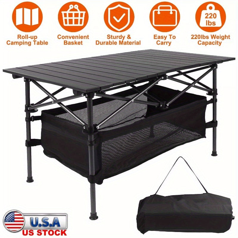 Bundle Deal: Portable Aluminum Camping Table + 2 Free Camping Chairs - Ideal for Picnic, BBQ, & Hiking