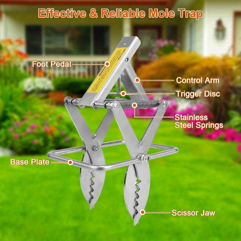 2PCS Reusable Mole Traps - Easy Setup Scissor Traps for Gopher & Rodent Control, Solid Metal for Lawn, Garden, and Yard