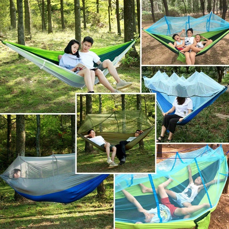600lbs Load 2 Persons Hammock with Mosquito Net Outdoor Hiking Camping Hommock Portable Nylon Swing Hanging Bed