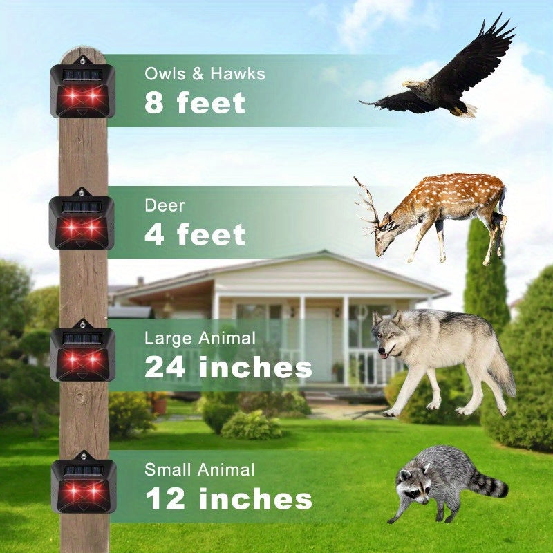 4Pcs Solar Predator Control Light Coyote Deterrent Deer Bird Repeller