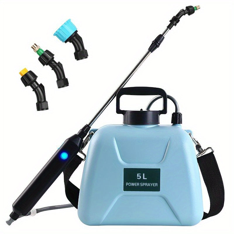 5L/1.3Gallon Electric Plant Sprayer Telescopic Rechargeable Garden Sprayer Automatic Handheld Sprayer with 3 Spray Spouts Shoulder Strap for Cleaning Sterilization