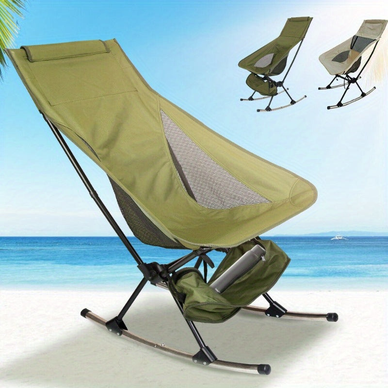 Portable Camping Rocking Chair 198LBS Weight Capacity Included Carry Bag High Back Rocker Chair For Patio Fishing Beach Lawn Travel