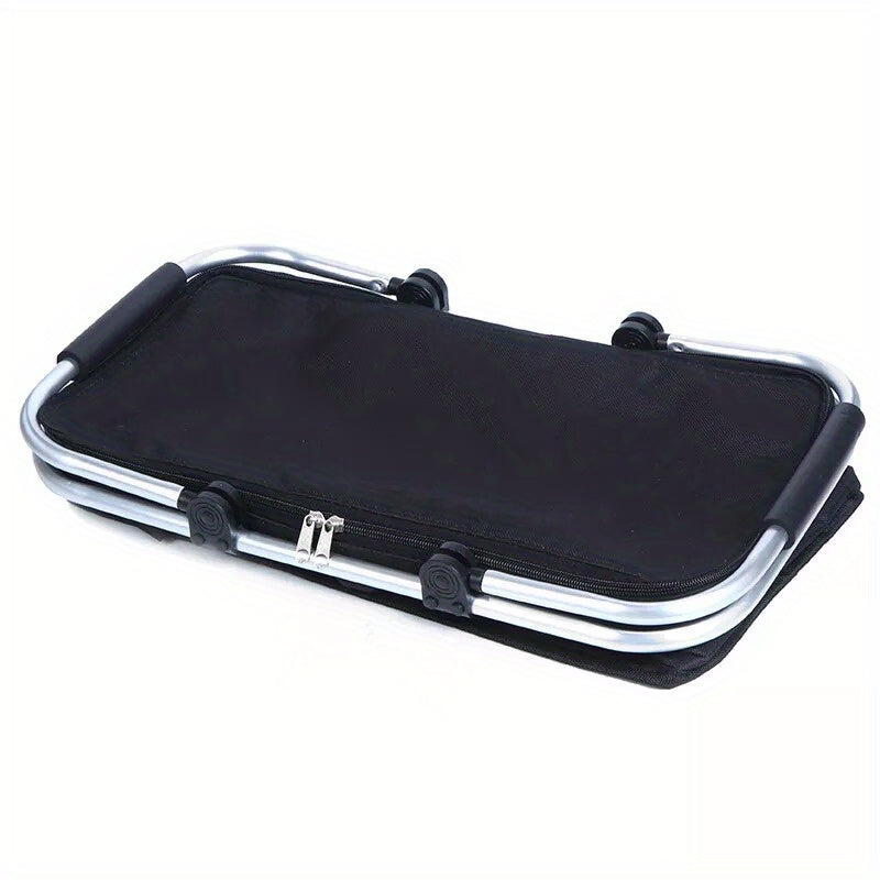 Large capacity insulated basket picnic bag picnic basket foldable shopping bag preservation bag lunch bag, Black
