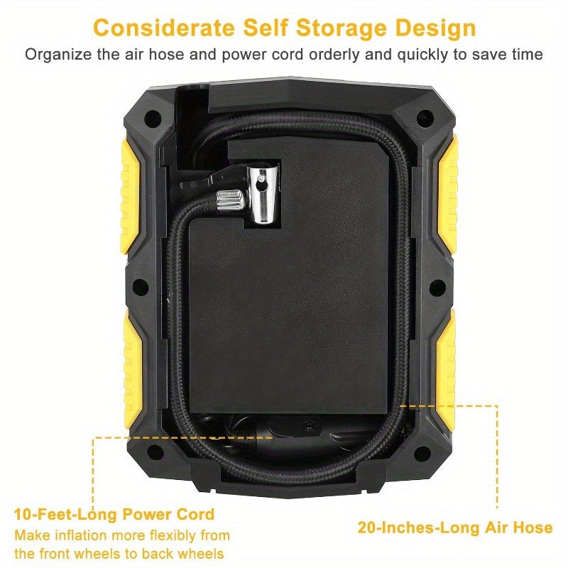 12V DC Tire Inflator 120W 150PSI Electric Air Compressor Pump with LCD, 25L/Min High Air FlowAir Compressor Pump with LCD