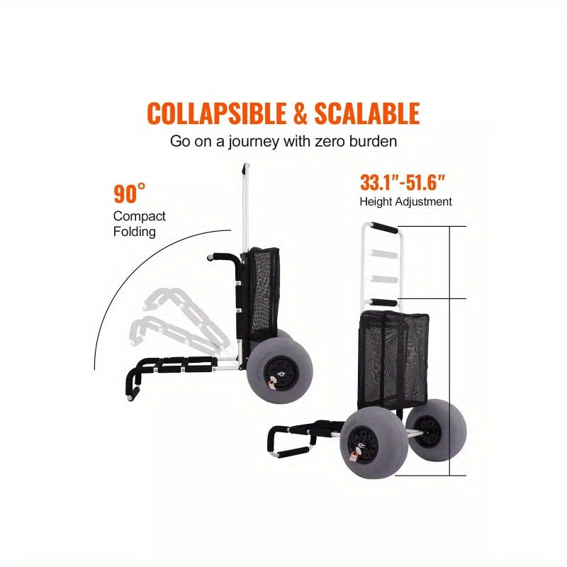 Beach Carts For Sand, 23" X 15" Cargo Deck, W/ 13" TPU Balloon Wheels