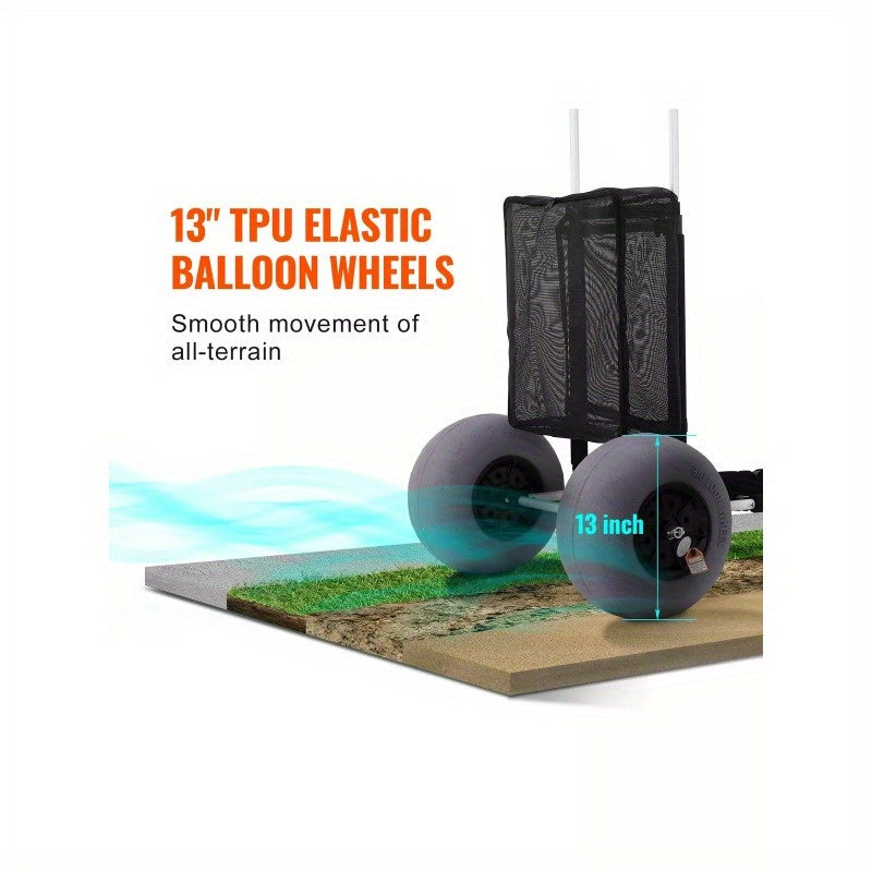 Beach Carts For Sand, 23" X 15" Cargo Deck, W/ 13" TPU Balloon Wheels
