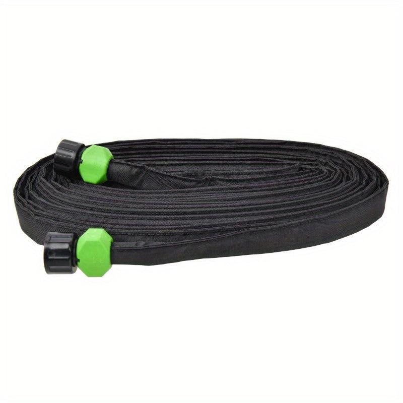 50FT Black Soaker Garden Expandable Water Hose, Durable PVC Flat Design
