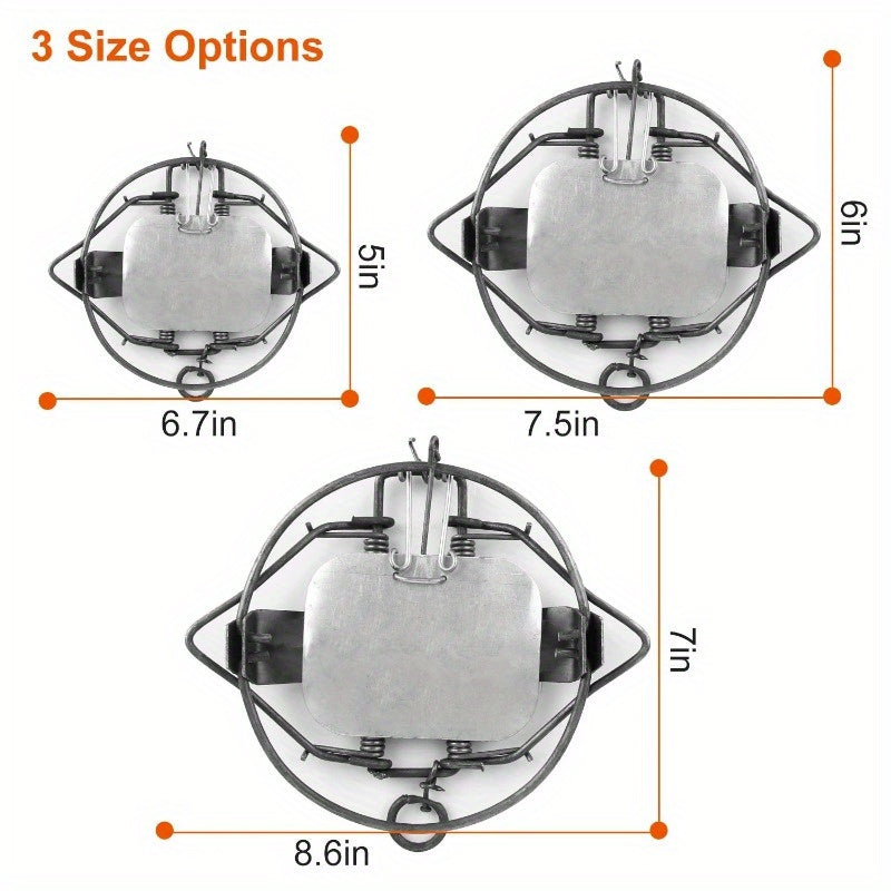 2Pcs Animal Spring Trap Sturdy Iron Animal Snap Trap 7In Powerful Reusable Fox Raccoon Rabbit Skunk Feral, 6 Inches