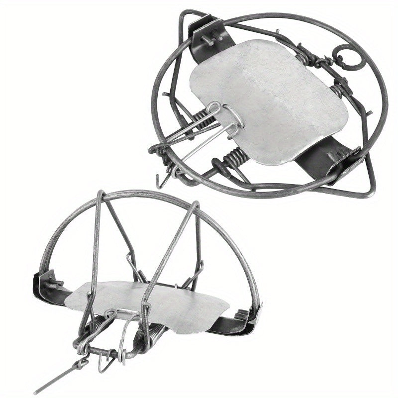 2Pcs Animal Spring Trap Sturdy Iron Animal Snap Trap 7In Powerful Reusable Fox Raccoon Rabbit Skunk Feral, 6 Inches