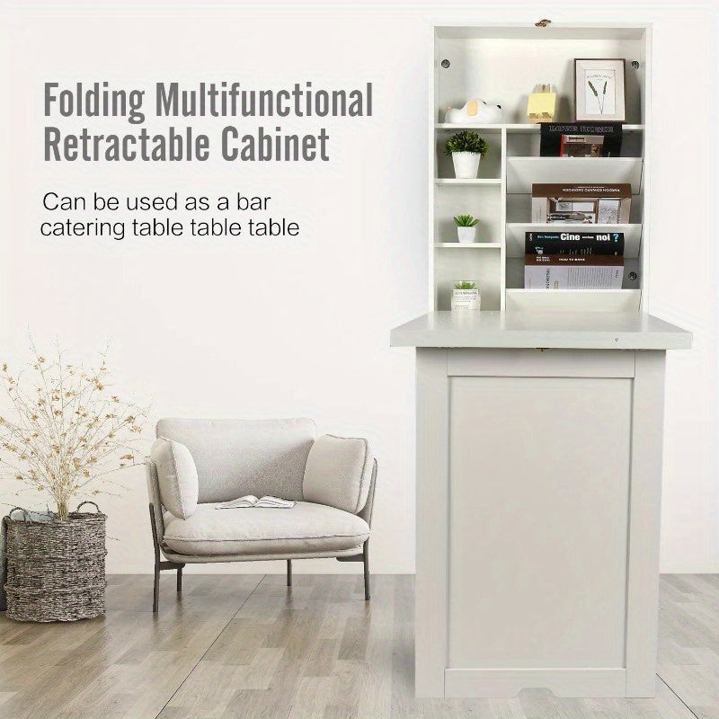 Floating Computer Desk Wall Mount Writing Table Foldable Cabinet Storage Shelves