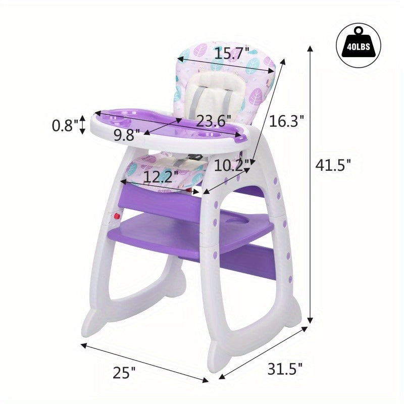 3-in-1 Baby High Chairs Toddler Feeding Play Booster Seat w/ Adjustable Tray
