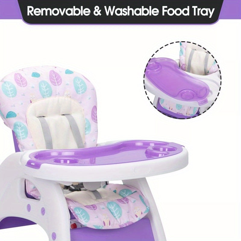 3-in-1 Baby High Chairs Toddler Feeding Play Booster Seat w/ Adjustable Tray