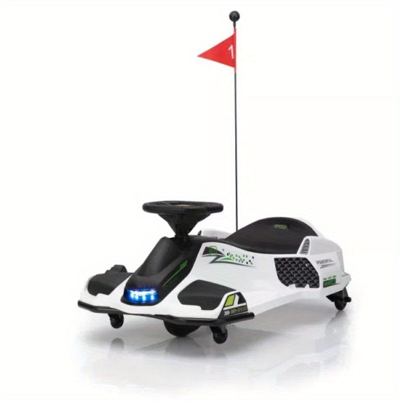12V Kids Ride-On Drifting Car, Electric Go Kart w/ MP3, USB, LED Lights