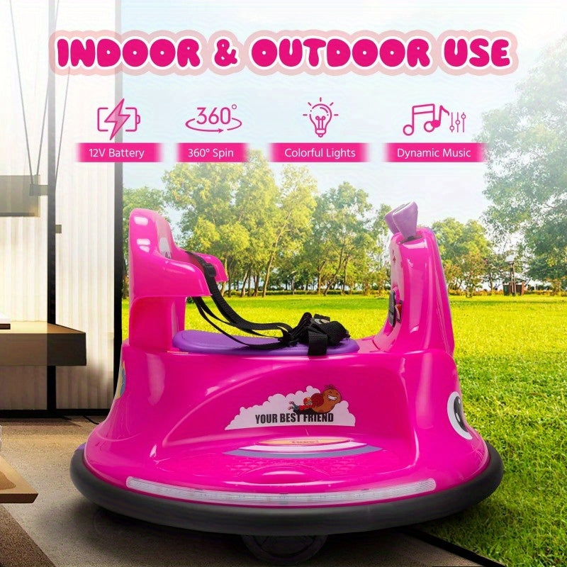 360° Degree Toddlers Bumper Car 12v Baby Electric Ride On Snail Shape Toy