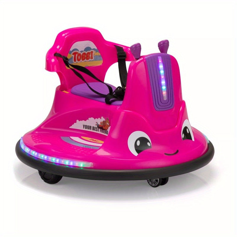 360° Degree Toddlers Bumper Car 12v Baby Electric Ride On Snail Shape Toy