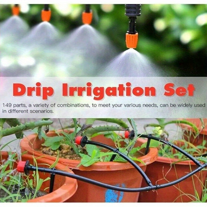 164FT Drip Irrigation Kit Automatic Garden Irrigation System Misting Plant Watering Drip Kit for Garden Greenhouse Flower Bed Patio Lawn