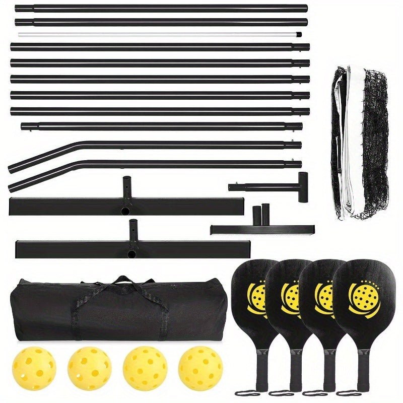 Portable Pickleball Net Set 22ft Regulation Size Net Pickle Ball Net System with 4 Pickleballs 4 Paddles Carrying Bag for Driveway Backyard