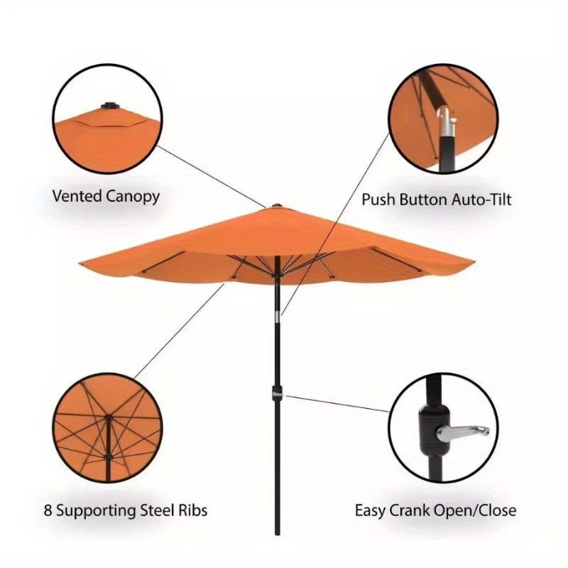10 Feet Outdoor Patio Umbrella with Tilt Adjustment and Crank - Orange