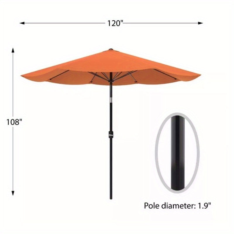 10 Feet Outdoor Patio Umbrella with Tilt Adjustment and Crank - Orange