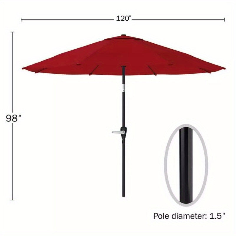10 Feet Outdoor Patio Umbrella with Tilt Adjustment and Crank - Dark Red