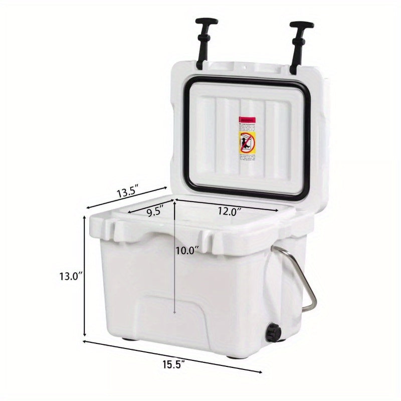 16 Quart Cooler Portable Ice Chest Leak-Proof 24 Cans Ice Box for Camping White