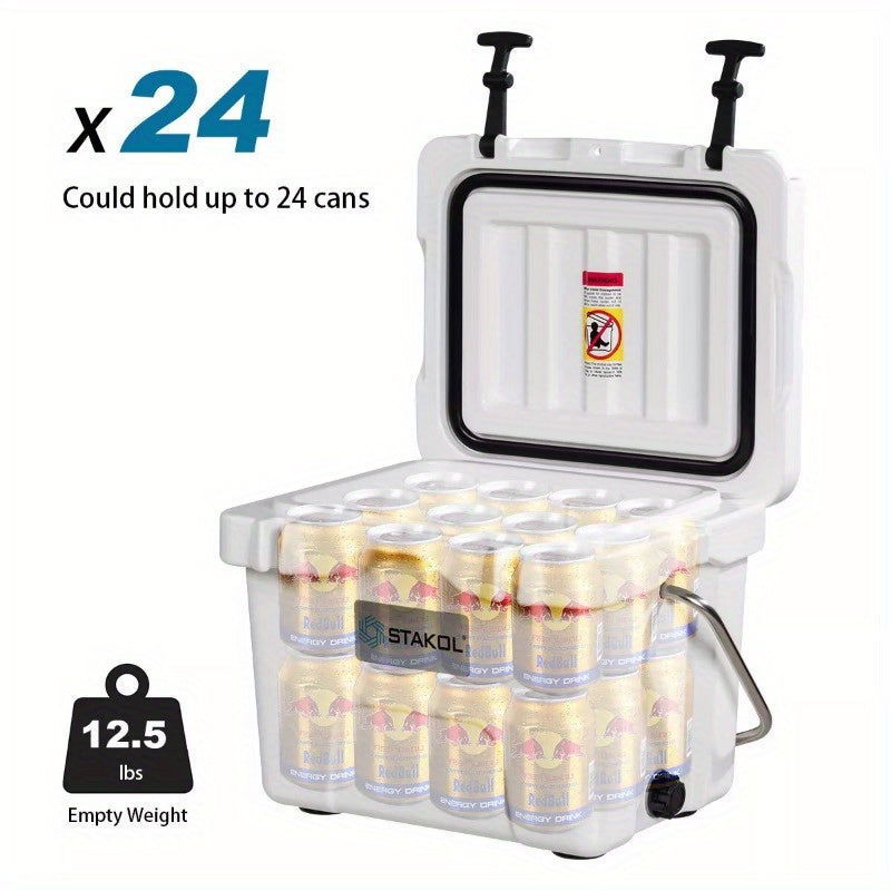16 Quart Cooler Portable Ice Chest Leak-Proof 24 Cans Ice Box for Camping White