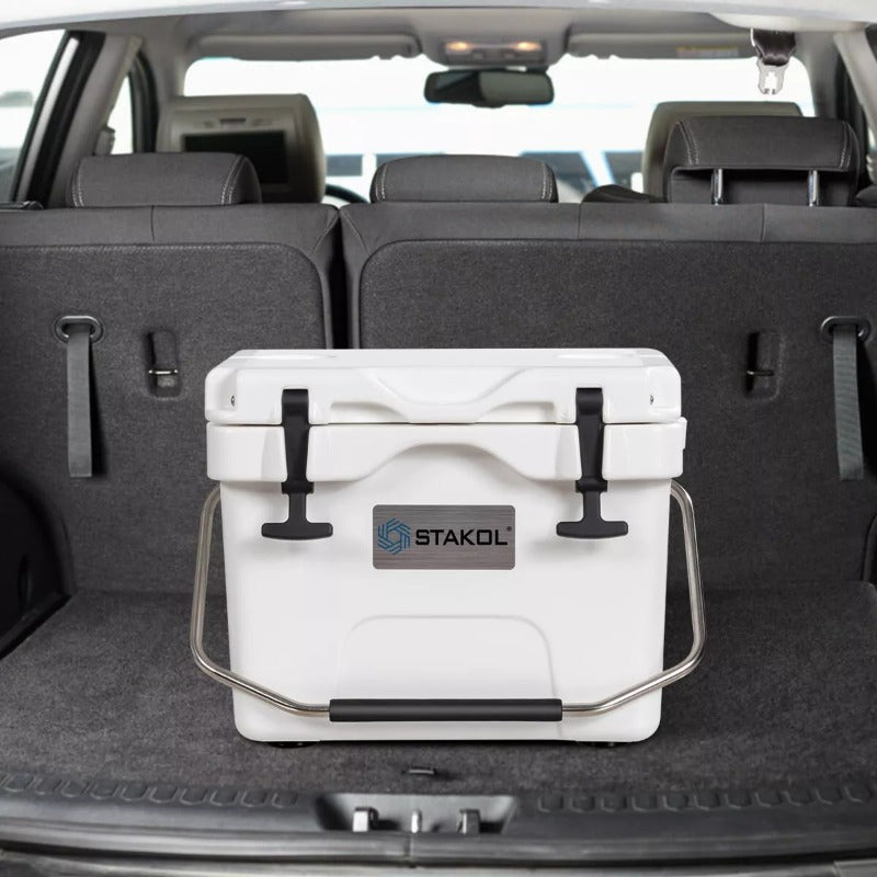 16 Quart Cooler Portable Ice Chest Leak-Proof 24 Cans Ice Box for Camping White