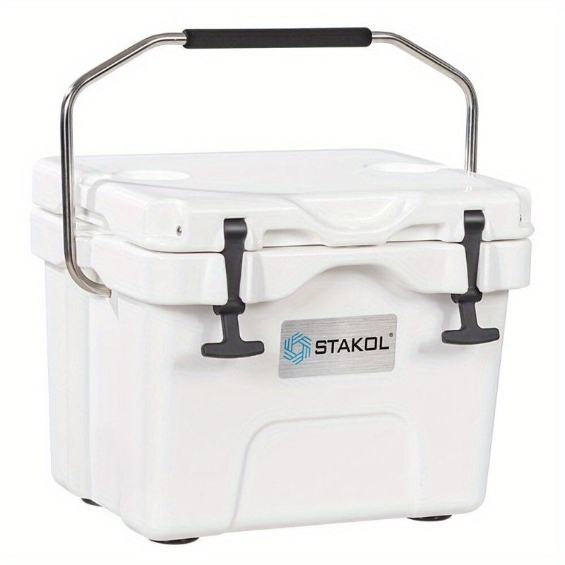 16 Quart Cooler Portable Ice Chest Leak-Proof 24 Cans Ice Box for Camping White