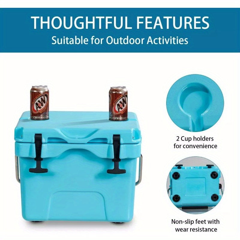 16 Quart Cooler Portable Ice Chest Leak-Proof 24 Cans Ice Box for Camping - Blue